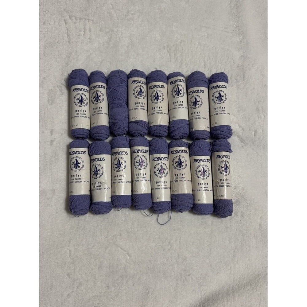 16 Skeins VTG Reynolds Perlyx Yarn Lilac Pure Virgin Wool Discontinued France